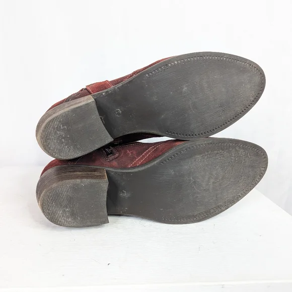 Toas Howdy Red Garnet Rugged Suede Leather Ankle Boots - Size 9-9.5 - Picture 8 of 8